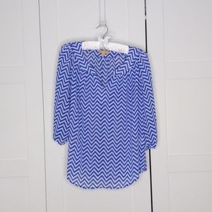 SOLD!Chevron Blue & White Blouse